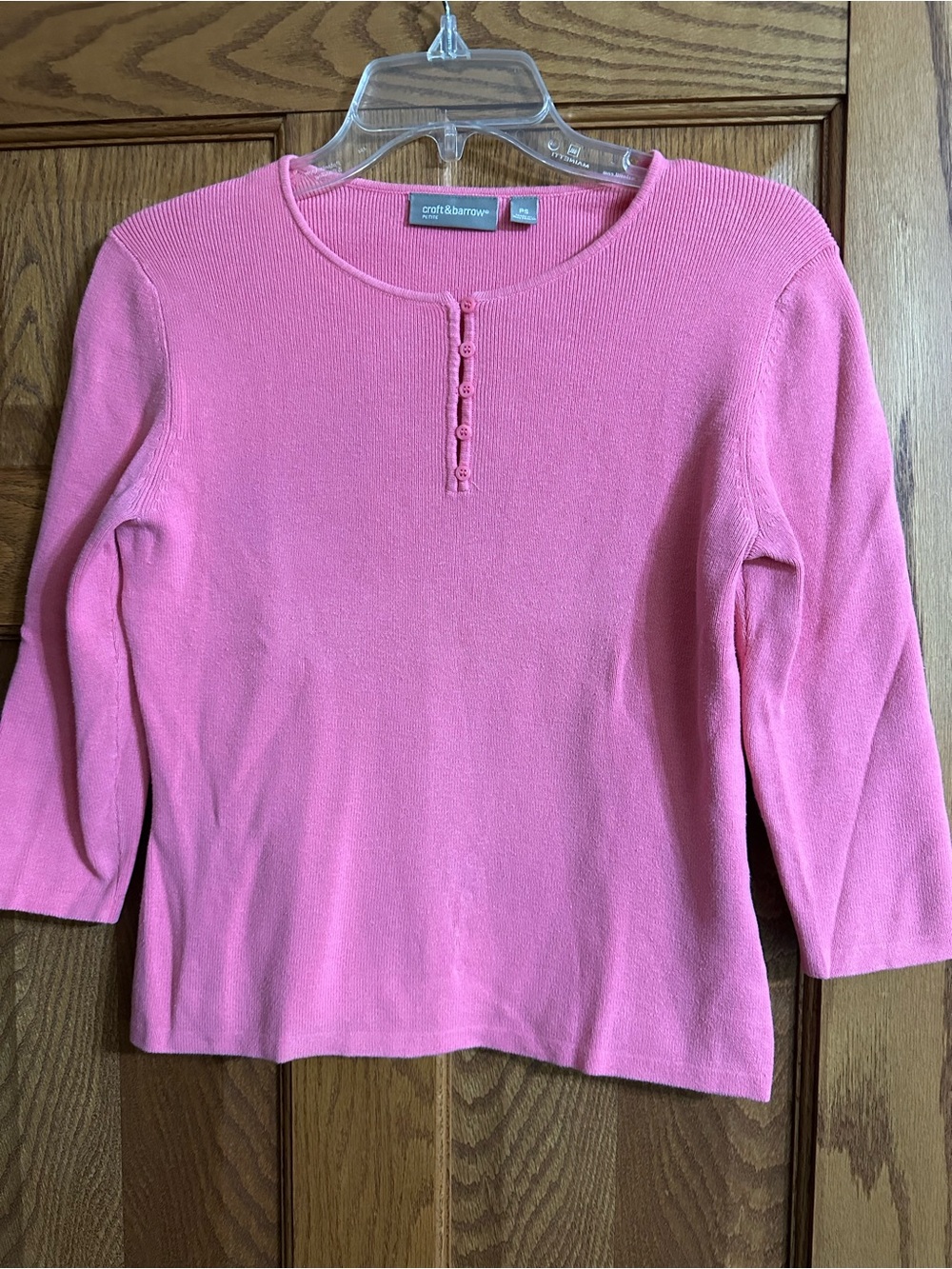 croft & barrow Rose Pink Ribbed Henley Cardigan